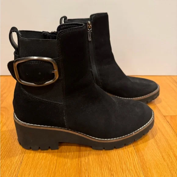 Blondo Black Dalia Waterproof Ankle Boots Silver Buckle Chunky Sole size 9.5 - Picture 5 of 9